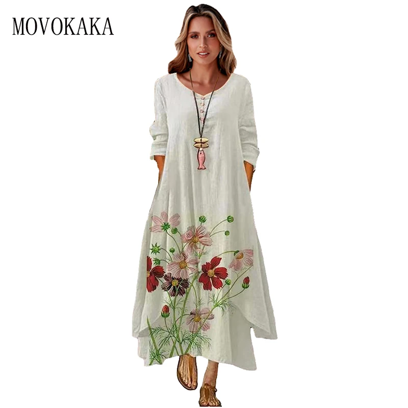 MOVOKAKA Ladies Spring Summer White Dress Women Long Sleeve Button Casual Elegant Dress Dresses Flowers Print Vintage Long Dress
MOVOKAKA Ladies Spring Summer White Dress Women Long Sleeve Button Casual Elegant Dress Dresses Flowers Print Vintage Long Dress