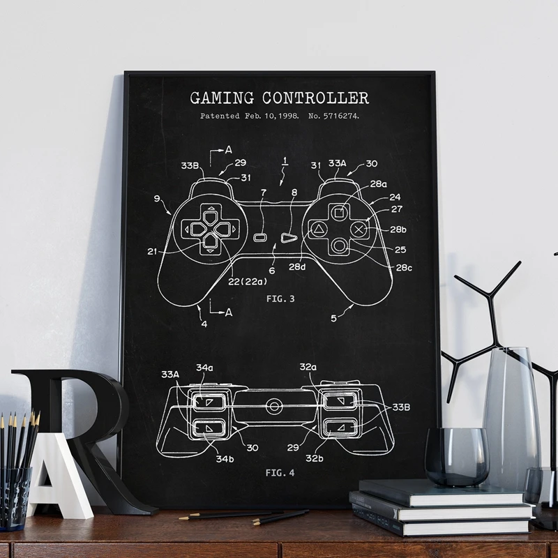 Gaming Controller Blueprint Poster Patent Prints Gamer Joystick Art Canvas Painting Picture Gifts Room Decor Gamepad Video Game
Gaming Controller Blueprint Poster Patent Prints Gamer Joystick Art Canvas Painting Picture Gifts Room Decor Gamepad Video Game