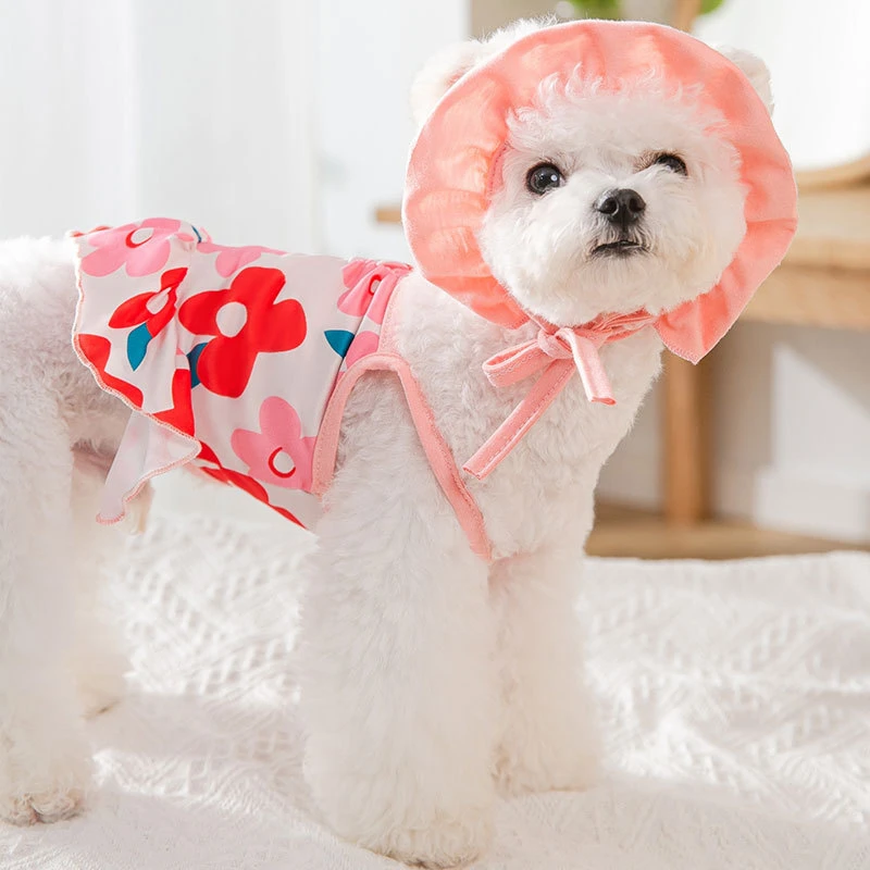 Bikini Strap Skirt Swimsuit Clothes For Small to Medium Sized Dog Pet Clothing 2 piece Set With Hat
Bikini Strap Skirt Swimsuit Clothes For Small to Medium Sized Dog Pet Clothing 2 piece Set With Hat