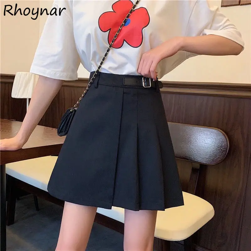 

Autumn Skirts Women Fit Sweet Chic Vintage High Waist New Fashion Teenager Design All-match Leisure Folds Cozy Above Knee Tender