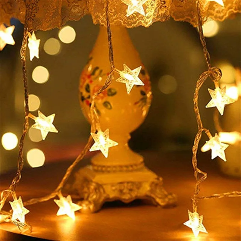 

ALLTRUE LED Star Fairy Garland String Lights Novelty New Year Wedding Home Indoor Decoration Wishing Stars Curtain String Light