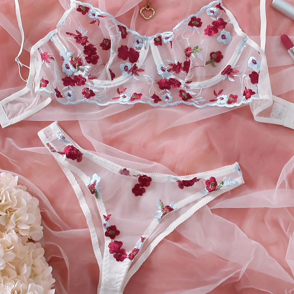 New Women's Bra Set Bikini Women's Swimsuit Set Sexy Backless Flower Embroidery Steel Ring Mesh Beach Triangle Underwear Set
New Women's Bra Set Bikini Women's Swimsuit Set Sexy Backless Flower Embroidery Steel Ring Mesh Beach Triangle Underwear Set