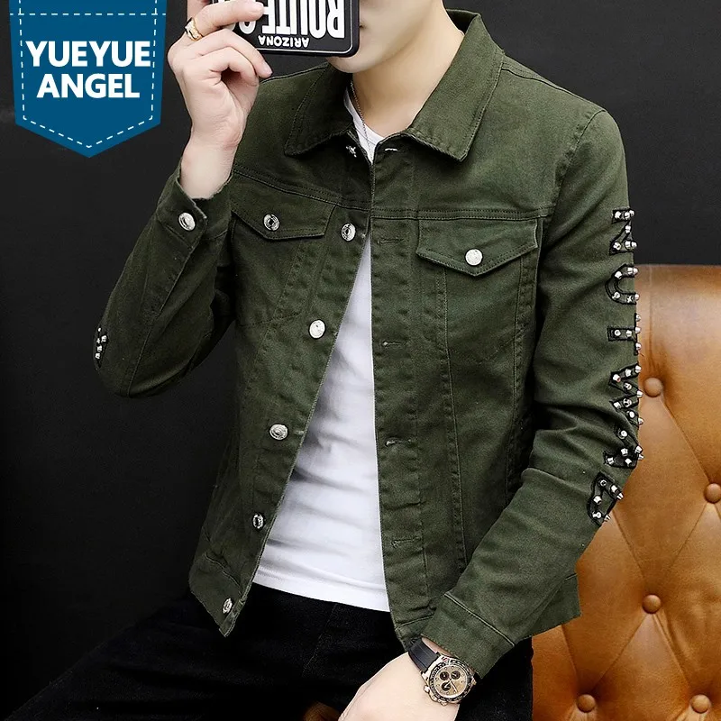 Vintage Letter Rivet Personality Mens Denim Jackets Korean Long Sleeve Single Breasted Punk Slim Fashion Casual Chaqueta Hombre
Vintage Letter Rivet Personality Mens Denim Jackets Korean Long Sleeve Single Breasted Punk Slim Fashion Casual Chaqueta Hombre
