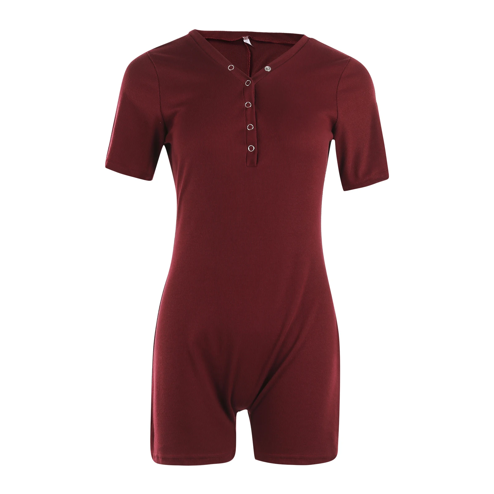 Women Sexy Romper Solid Color Short Sleeve Snap Closure V-neck Playsuit short pants jumpsuit Pit bar knitting Pit stripe Fabric
Women Sexy Romper Solid Color Short Sleeve Snap Closure V-neck Playsuit short pants jumpsuit Pit bar knitting Pit stripe Fabric