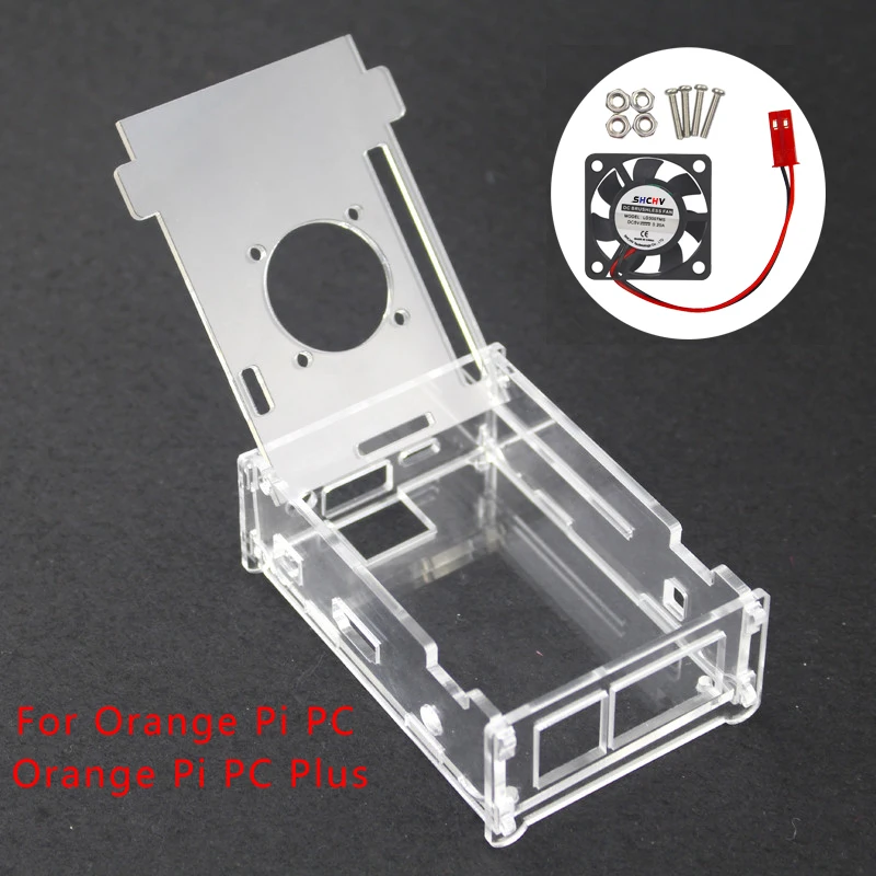 Акриловый чехол для ПК Orange Pi PC Plus прозрачный корпус с охлаждающим вентилятором