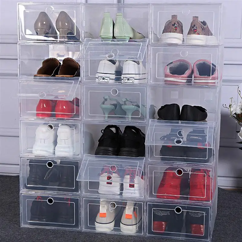 6Pcs Plastic Shoes Case Thickened Transparent Drawer Case Plastic Shoe Boxes Stackable Box Shoe Organizer Shoebox
6Pcs Plastic Shoes Case Thickened Transparent Drawer Case Plastic Shoe Boxes Stackable Box Shoe Organizer Shoebox