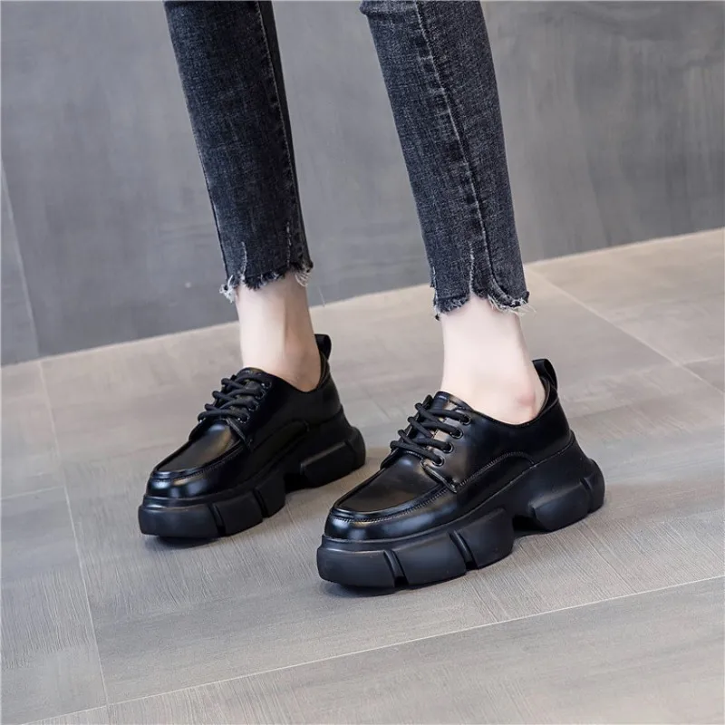 Women Vintage Autumn New Thick Platform Shoes Split Leather Lace Up Casual Flats Footwear Ladies Shallow Height Increasing Shoes
Women Vintage Autumn New Thick Platform Shoes Split Leather Lace Up Casual Flats Footwear Ladies Shallow Height Increasing Shoes