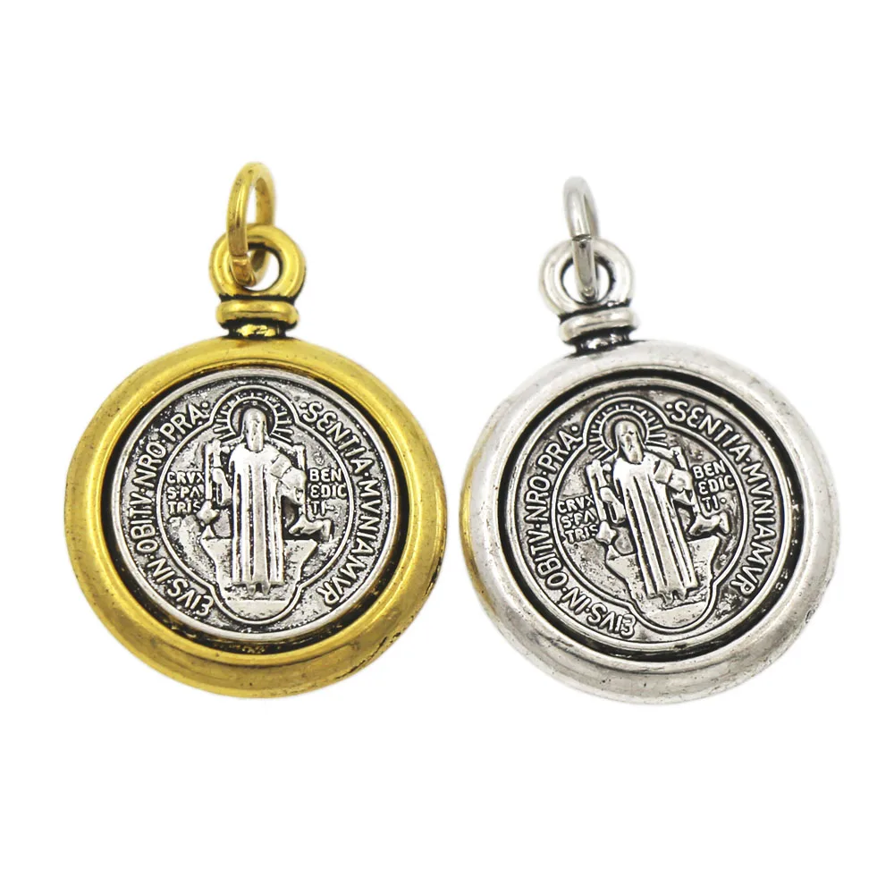 6Pcs 2-Tone Saint St Benedict Medal Cross Spacer Charm Beads 24.7x18.9mm Pendants Religious Jewelry T1693 Tibetan Silver
6Pcs 2-Tone Saint St Benedict Medal Cross Spacer Charm Beads 24.7x18.9mm Pendants Religious Jewelry T1693 Tibetan Silver