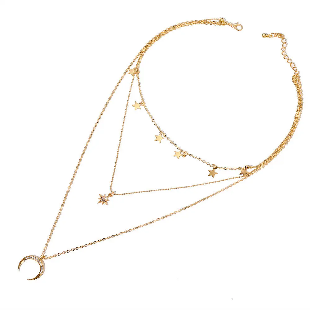 Five-pointed Star Pendant Clavicle Chain Creative Retro Simple Eight-pointed Star Crescent Three-layer Necklace
Five-pointed Star Pendant Clavicle Chain Creative Retro Simple Eight-pointed Star Crescent Three-layer Necklace
