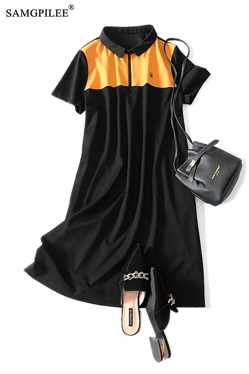 Summer Dress 2021 Plus Size Women Casual Dress A-line Patchwork Short Sleeve Clothes Women Knee-length Polo Women Summer Dress
Summer Dress 2021 Plus Size Women Casual Dress A-line Patchwork Short Sleeve Clothes Women Knee-length Polo Women Summer Dress