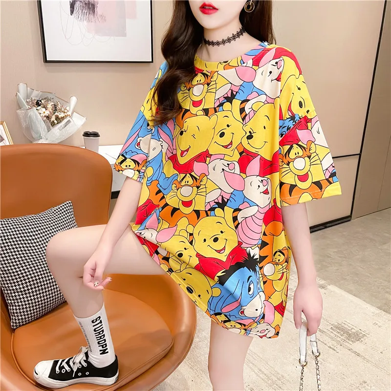Disney T-shirt Pooh Summer Loose Cartoon T-Shirt Round Neck Pullover Top Women's New Trend Medium And Long Short-Sleeved T-Shirt
Disney T-shirt Pooh Summer Loose Cartoon T-Shirt Round Neck Pullover Top Women's New Trend Medium And Long Short-Sleeved T-Shirt