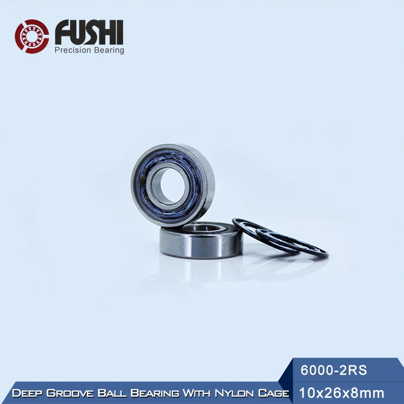 

6000RZ Bearing 10*26*8 mm ABEC-3 ( 10 PCS ) Mute High Speed For Blowers 6000 RS 2RZ Ball Bearings 6000RS 2RS With Nylon Cage