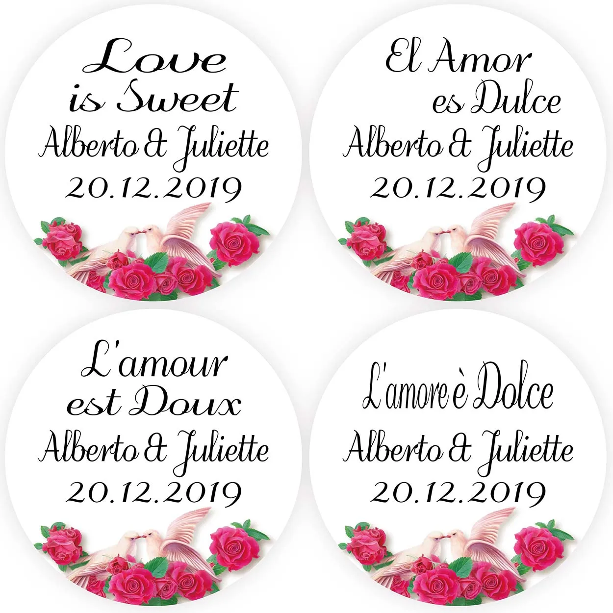 DouxArt 100pcs 40mm Love is Sweet Personalized Stickers Seals, Love Kiss Rose Wedding Favors Party Decoration Communion Labels
DouxArt 100pcs 40mm Love is Sweet Personalized Stickers Seals, Love Kiss Rose Wedding Favors Party Decoration Communion Labels