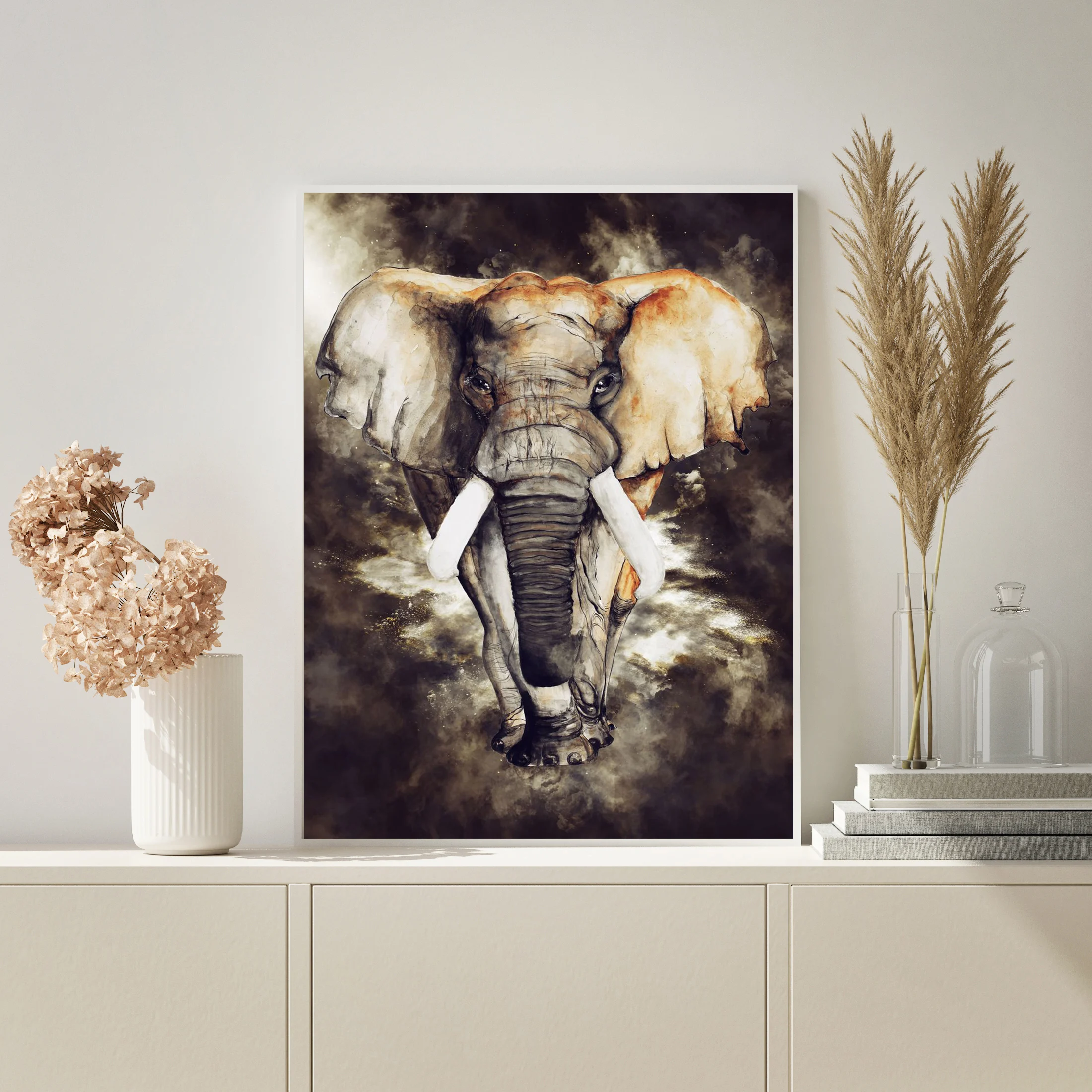 

Modern Canvas Wall Art HD Print Animal Elephant Picture Modular Painting Poster Nordic Style For Living Room Home Decor Framed