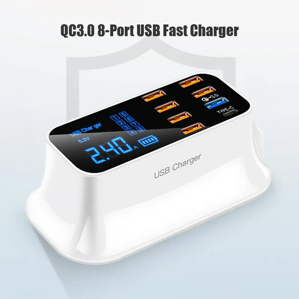Universal Fast Charger 8 Ports Quick Charge 3.0 LED Display USB Charger for Android iPhone Tablet Samsung Xiaomi Huawei Phone
Universal Fast Charger 8 Ports Quick Charge 3.0 LED Display USB Charger for Android iPhone Tablet Samsung Xiaomi Huawei Phone
