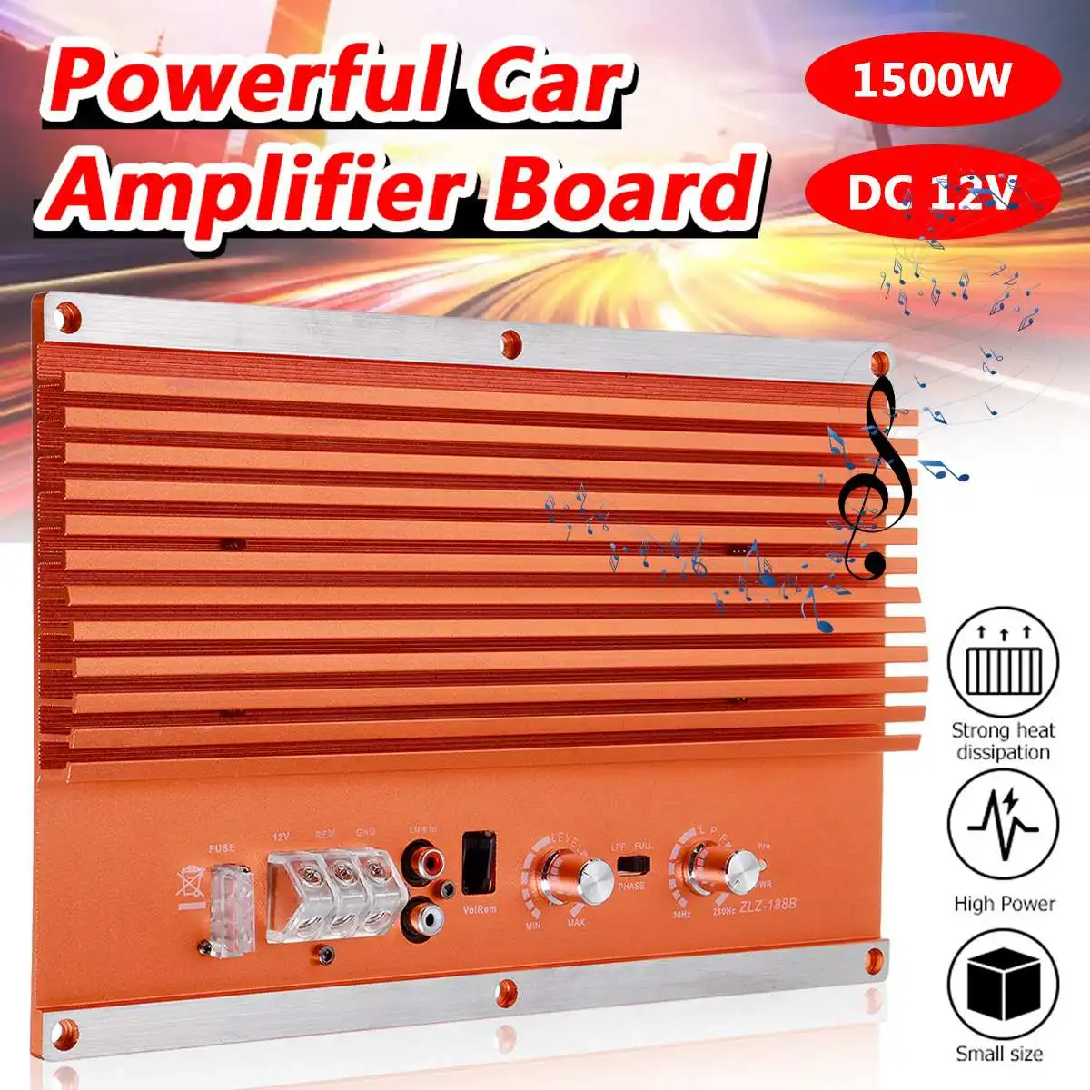 12V 1500W Speaker Subwoofer Bass Module Car Audio Accessories Mono Channel Durable Lossless High Power Amplifier Board ZLZ-180
12V 1500W Speaker Subwoofer Bass Module Car Audio Accessories Mono Channel Durable Lossless High Power Amplifier Board ZLZ-180