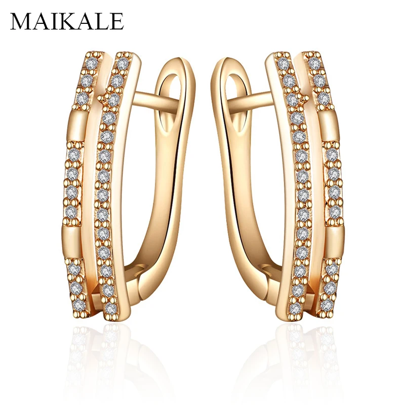 MAIKALE Exquisite Gold Cubic Zirconia Stud Earrings for Women Silver Color Geometric Big Ear Studs Fine Jewelry Gifts for Girls
MAIKALE Exquisite Gold Cubic Zirconia Stud Earrings for Women Silver Color Geometric Big Ear Studs Fine Jewelry Gifts for Girls
