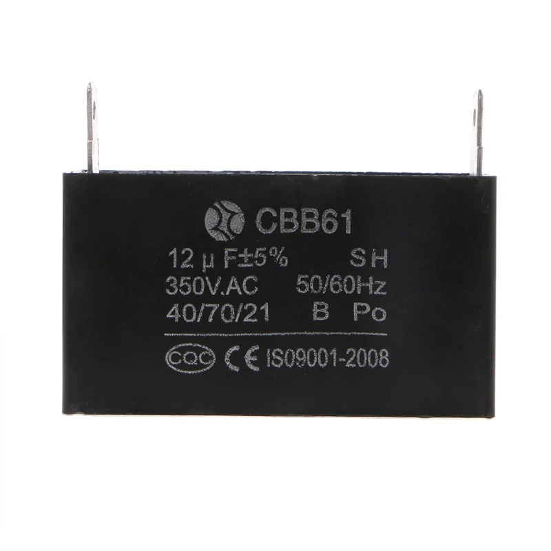 Черный семейный генератор 12 мкФ Ф, CBB61, 12 мкФ, 50/60 Гц, 350 В переменного тока, двигатель вентилятора 
Черный семейный генератор 12 мкФ Ф, CBB61, 12 мкФ, 50/60 Гц, 350 В переменного тока, двигатель вентилятора