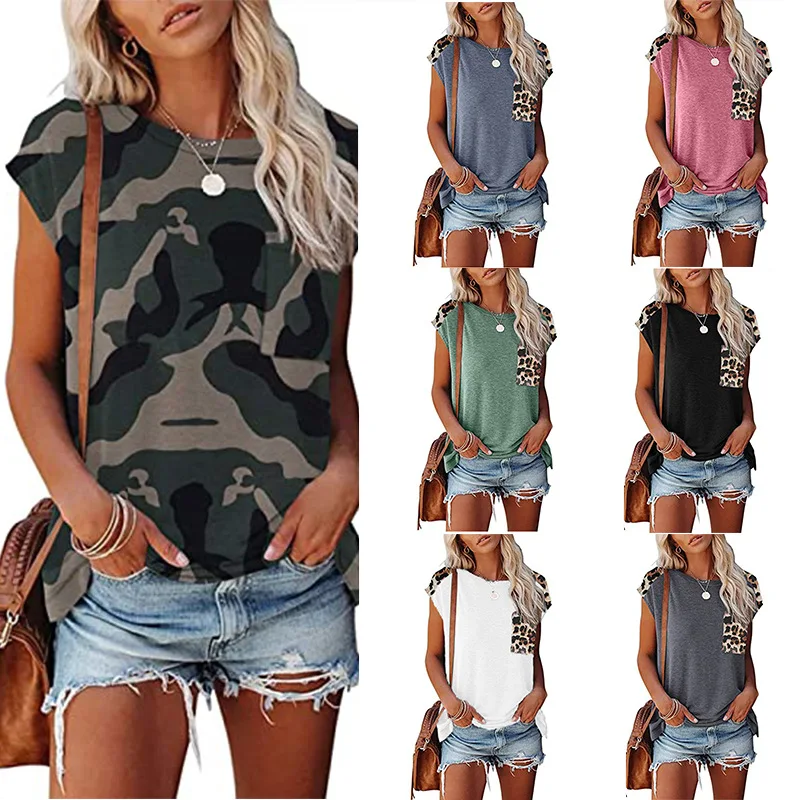 Summer New 2021 Women Fashion Camouflage Leopard Pocket Patchwork T-shirts Ladies O-neck Short Sleeve T Shirts Tops
Summer New 2021 Women Fashion Camouflage Leopard Pocket Patchwork T-shirts Ladies O-neck Short Sleeve T Shirts Tops