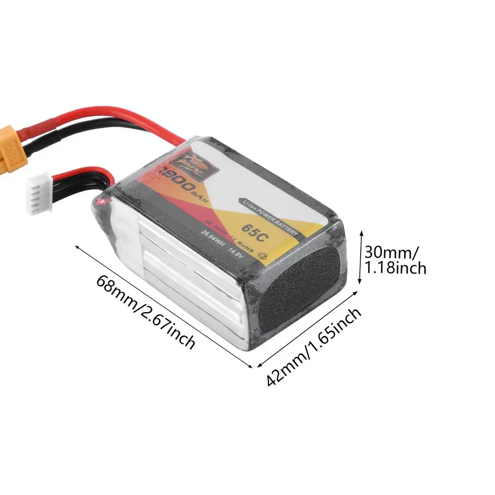 

ZOP Power 14.8V 65C 1800mAh XT60 Plug FL854458 Lipo Battery Rechargeable Battery For RC Racing RC Aircraft Helicopter Car Boat