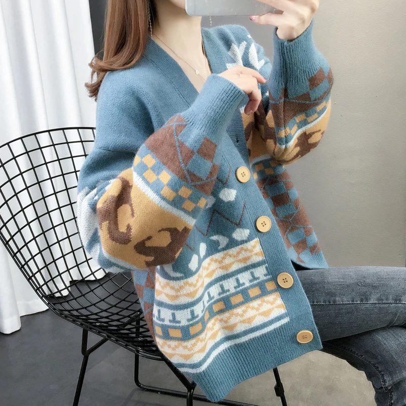 Autumn Winter Women' Sweater New lady Short loose Thin Sweater Knitted Cardigan Feminine Sweater Coat Female Fashion Sweater A64
Autumn Winter Women' Sweater New lady Short loose Thin Sweater Knitted Cardigan Feminine Sweater Coat Female Fashion Sweater A64