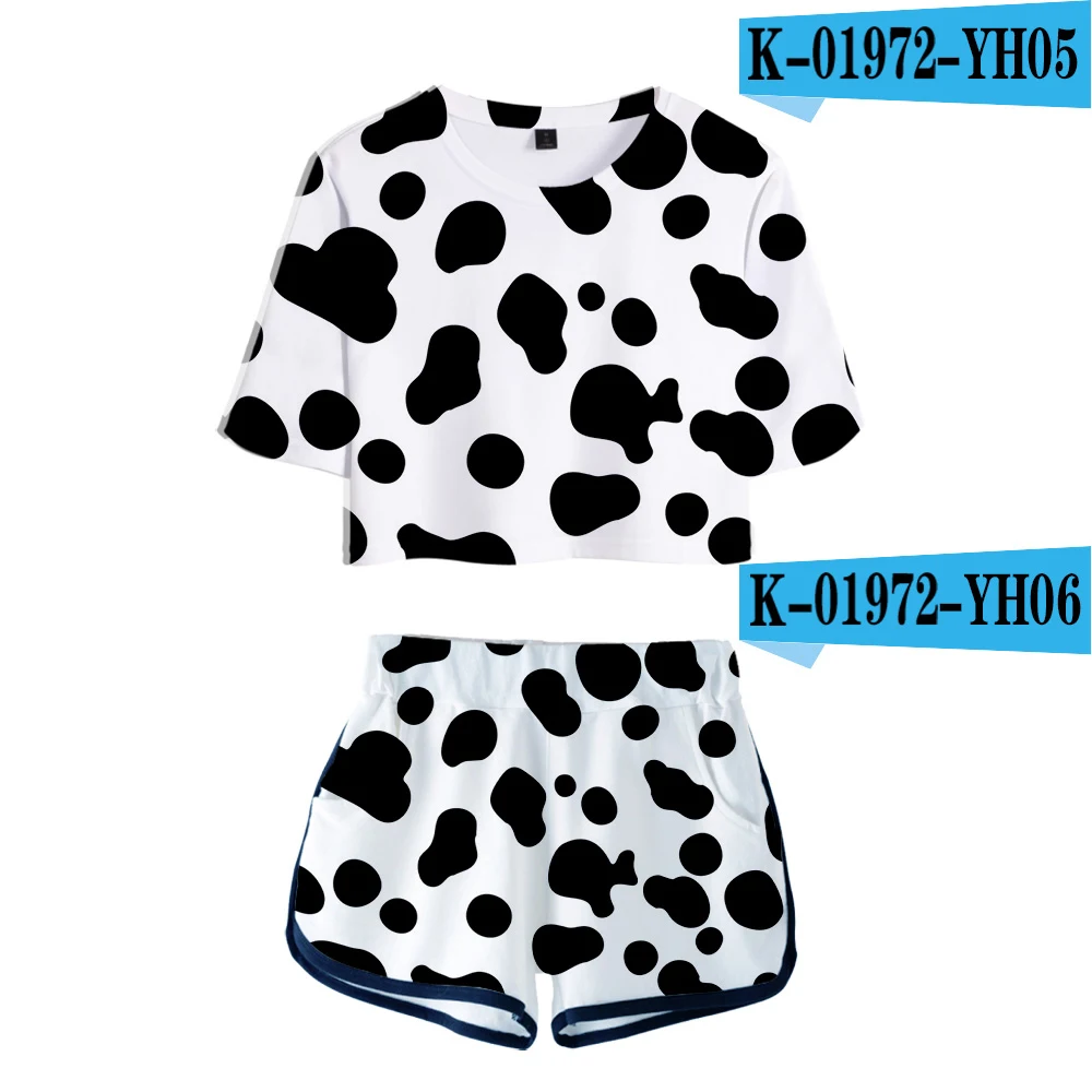 2021 Fashion Black and white cow spots T-Shirt Sets Women Summer Sexy Cute T-Shirt Shorts Suit Hot Sale Animal Stripe Print Sets
2021 Fashion Black and white cow spots T-Shirt Sets Women Summer Sexy Cute T-Shirt Shorts Suit Hot Sale Animal Stripe Print Sets