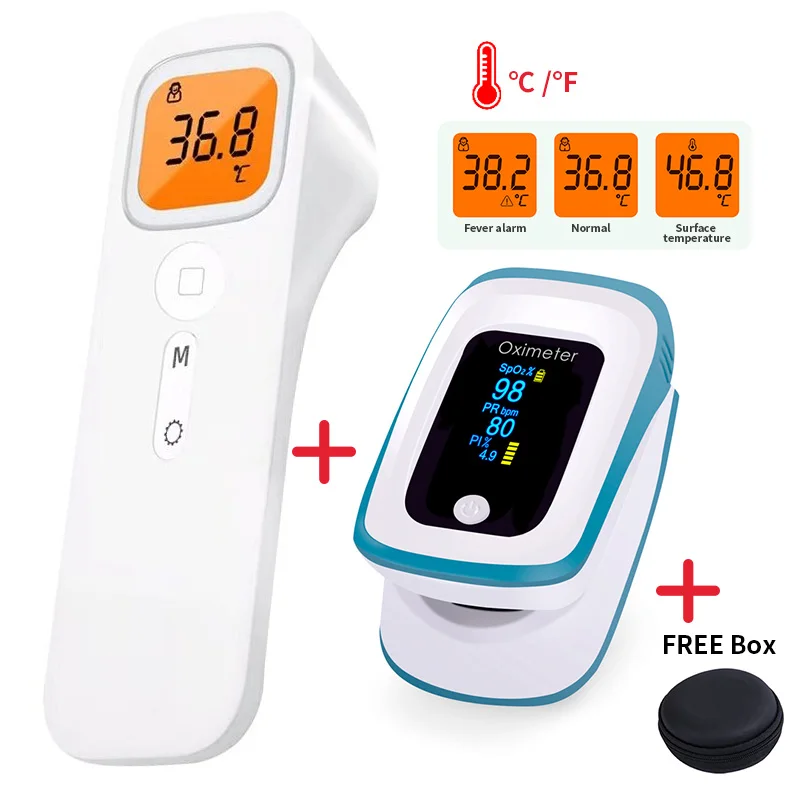 

Finger Pulse Oximeter Professional Oxygen Oximetro De Dedo Digital Infrared Clinical Thermometer for Child Body Object Forehead