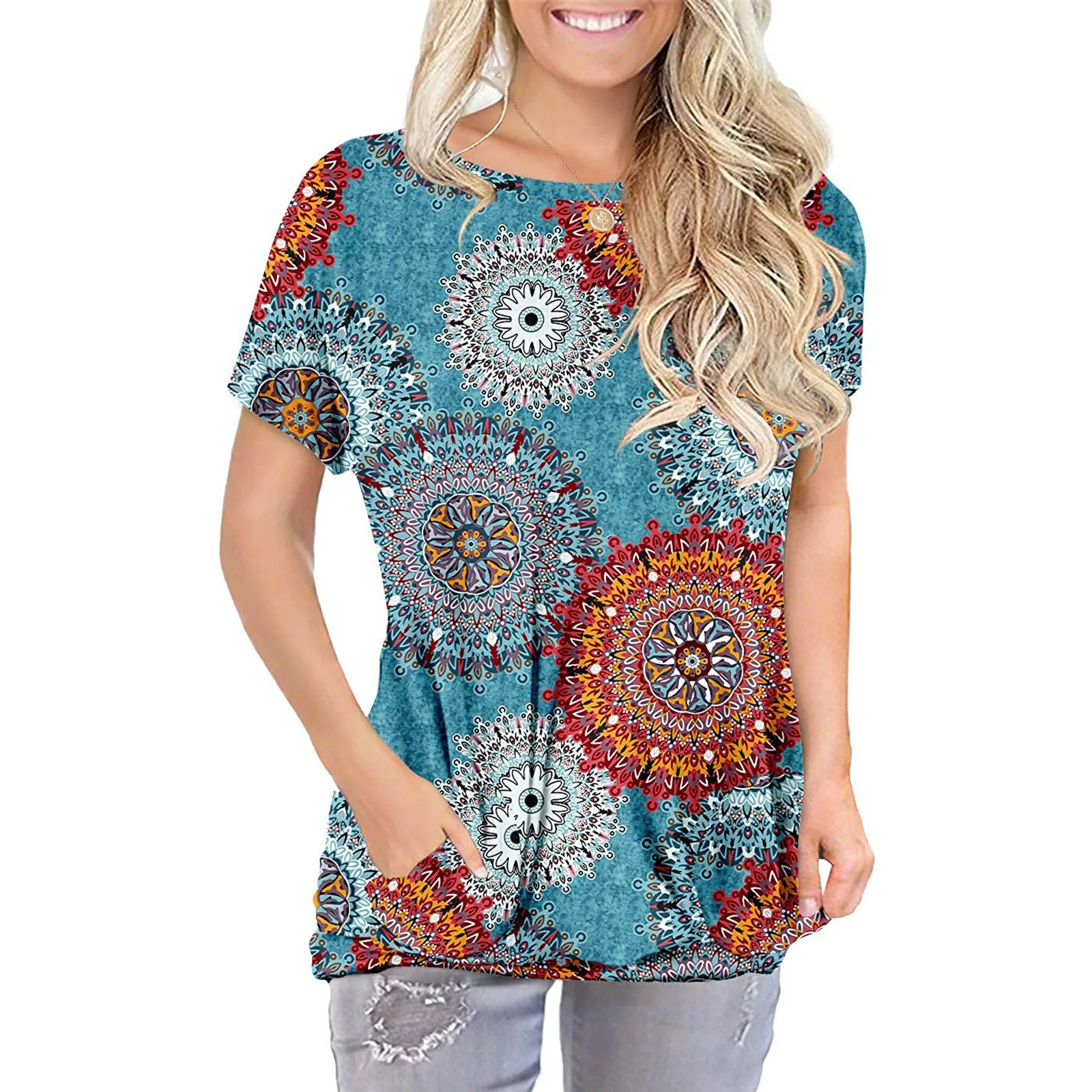 2021 Women's Summer Fashion Casual T-Shirts Short Sleeve Round Neck Tunic Tops Casual Tops camisetas mujer manga corta E1
2021 Women's Summer Fashion Casual T-Shirts Short Sleeve Round Neck Tunic Tops Casual Tops camisetas mujer manga corta E1