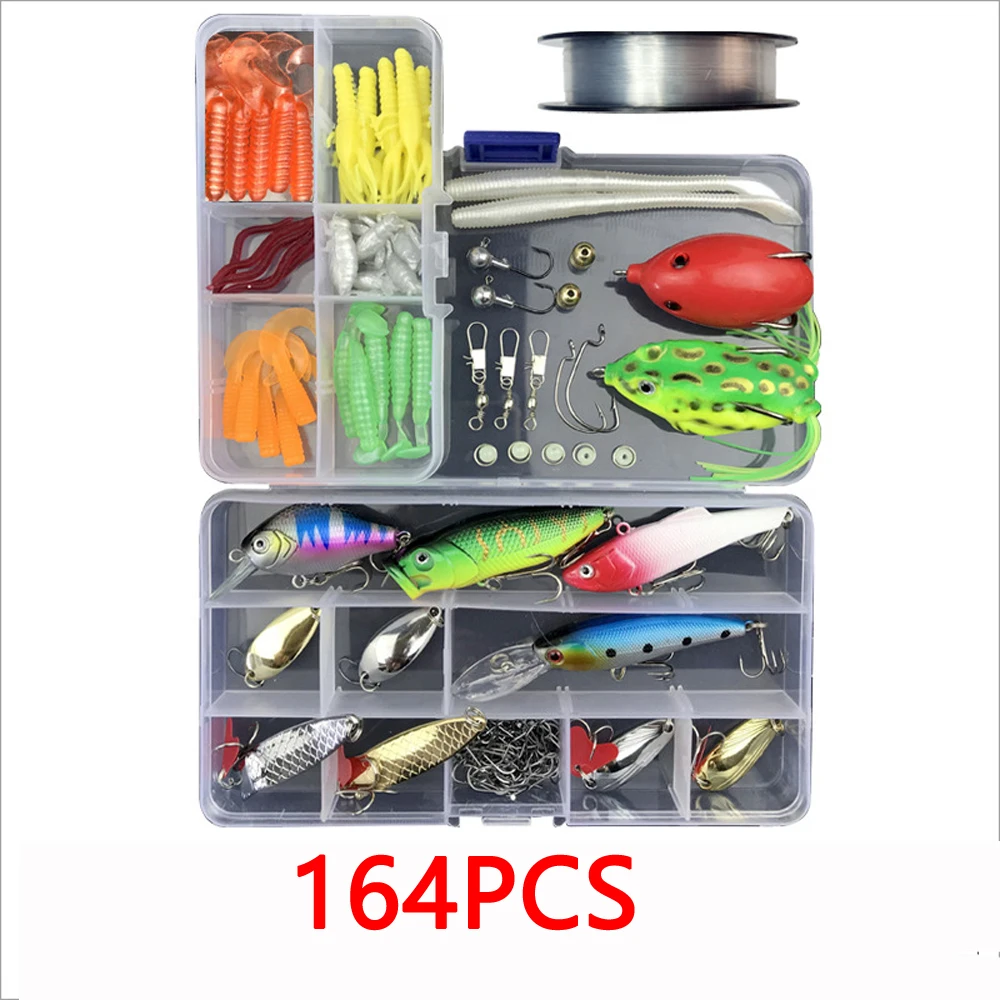Fishing Lure Kits Mixed Universal Artificial Soft Baits Set Including Spinning Lures Plastic Worms Frogs Single and Tackle Box
Fishing Lure Kits Mixed Universal Artificial Soft Baits Set Including Spinning Lures Plastic Worms Frogs Single and Tackle Box