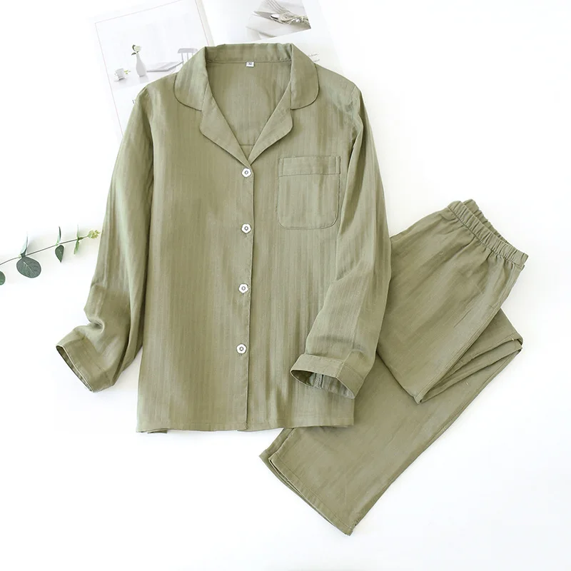 New couple cardigan pajamas suit women spring and autumn pure cotton gauze nightwear set solid long-sleeve trousers home service
New couple cardigan pajamas suit women spring and autumn pure cotton gauze nightwear set solid long-sleeve trousers home service
