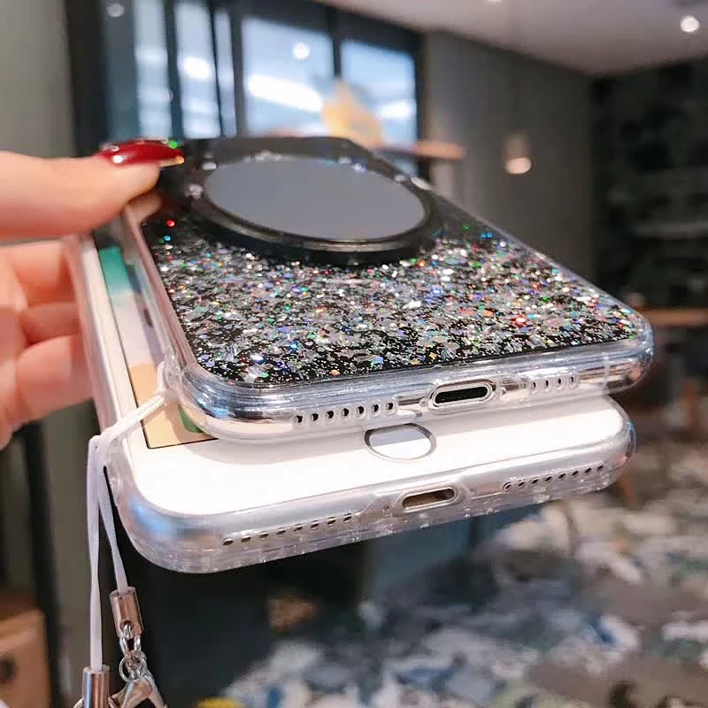 Luxury Makeup Mirror Sequins Lanyard Phone Case For iPhone 11 Pro MAX XS MAX X 6 7 8 Plus Glitter Epoxy Holder Stand Soft Cover
Luxury Makeup Mirror Sequins Lanyard Phone Case For iPhone 11 Pro MAX XS MAX X 6 7 8 Plus Glitter Epoxy Holder Stand Soft Cover