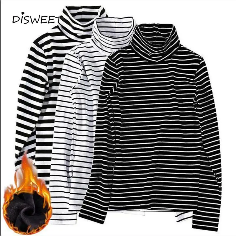 Thick Striped T-shirt Woman Simple Long Sleeve Slim High Collar Winter Tees Women Casual Warm Bottoming T-shirt for Women 2XL
Thick Striped T-shirt Woman Simple Long Sleeve Slim High Collar Winter Tees Women Casual Warm Bottoming T-shirt for Women 2XL