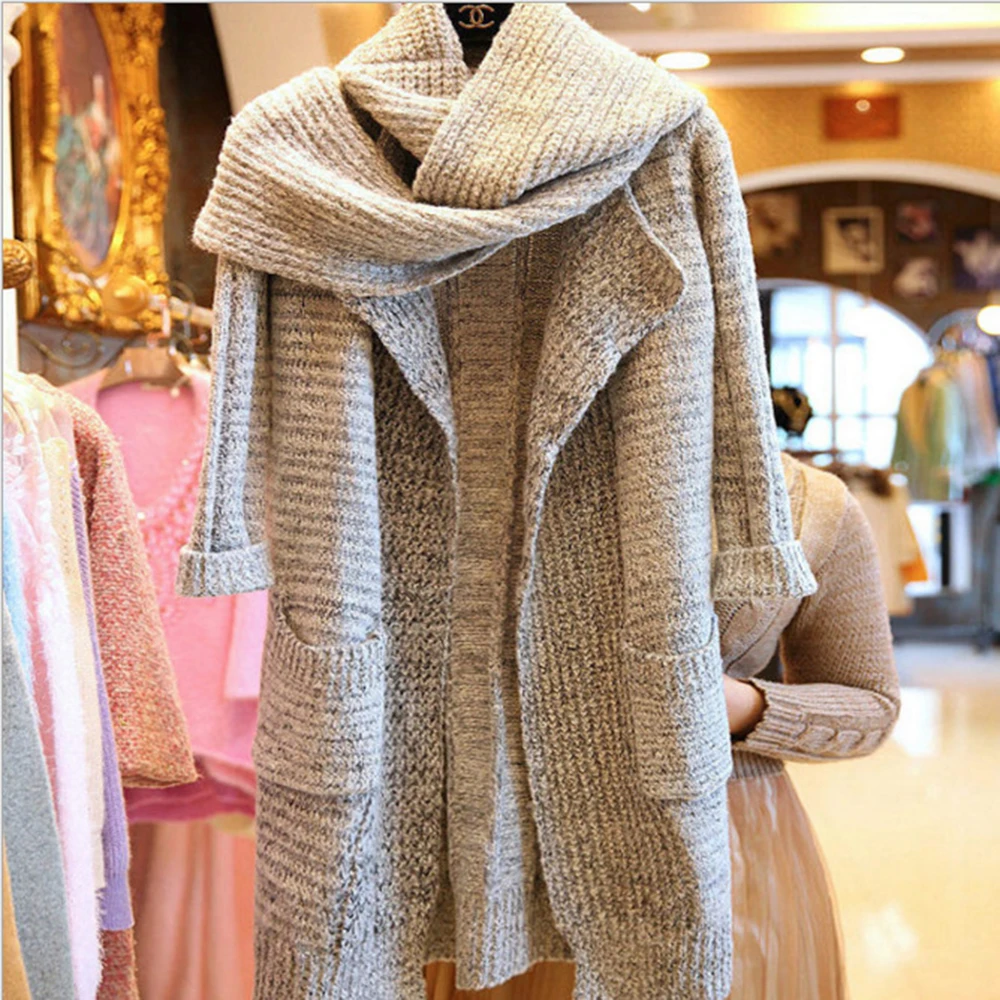 Autumn Winter Thick Long Cardigans Plus Size Women Fashion Streetwear Turn-down Collar Warm Outwear Sweater Coats With Scarf
Autumn Winter Thick Long Cardigans Plus Size Women Fashion Streetwear Turn-down Collar Warm Outwear Sweater Coats With Scarf