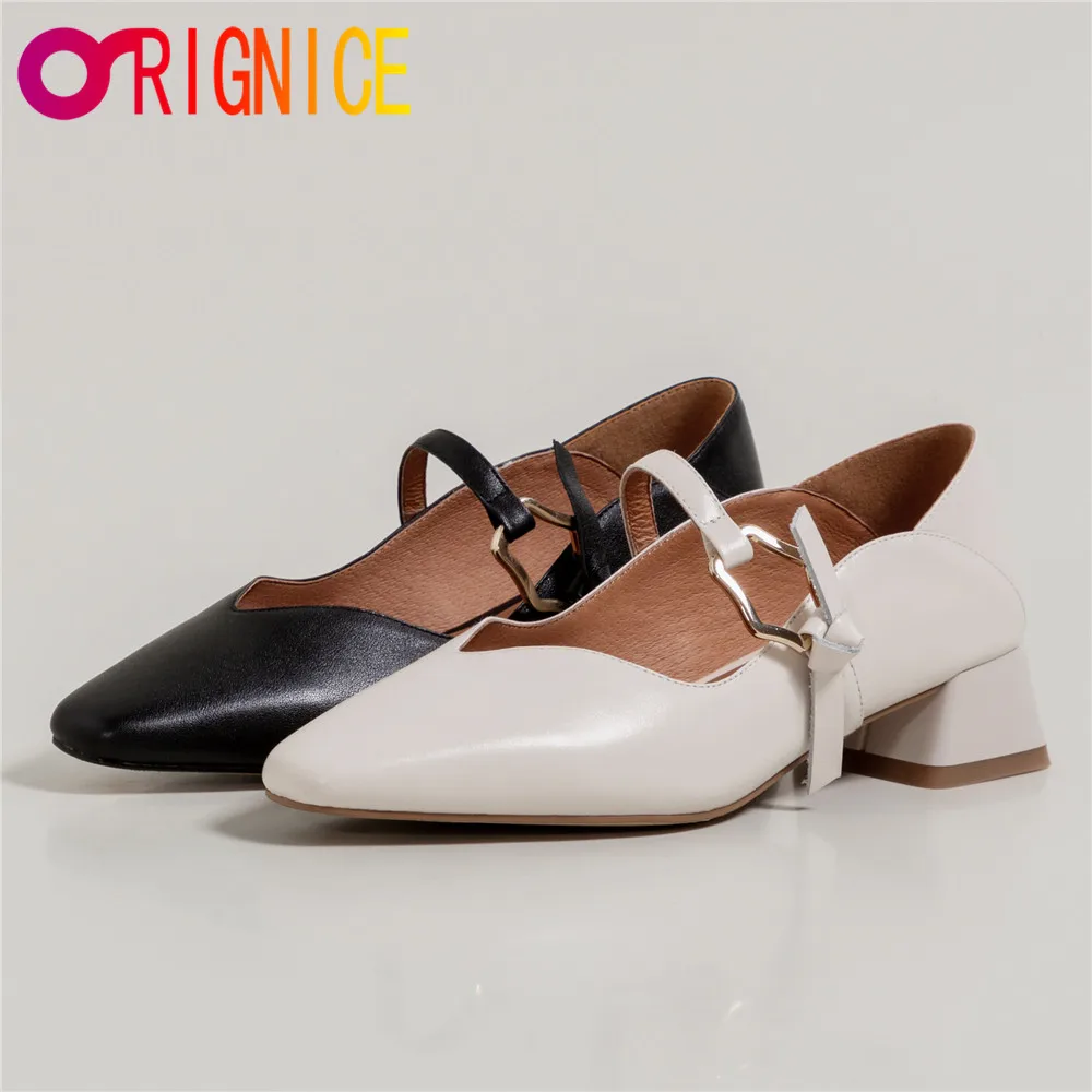 Orignice New Arrival Women Genuine Leather Pumps Round Toe Thick Heels Solid Color Buckle Strap Size 34-40 Handmade For Ladies
Orignice New Arrival Women Genuine Leather Pumps Round Toe Thick Heels Solid Color Buckle Strap Size 34-40 Handmade For Ladies
