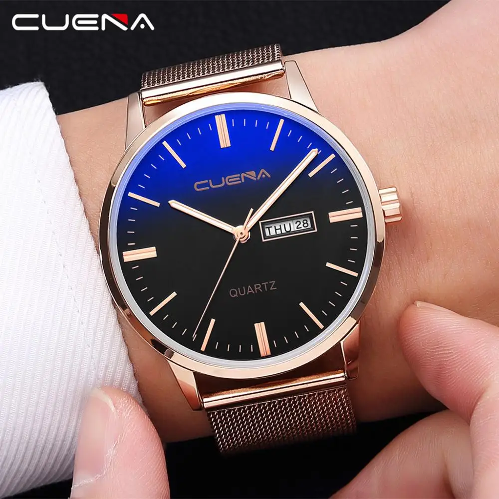 

CUENA Men Watch Luxury Stainless Steel Watches Men Military Sport Analog Quartz Wrist Watch With Calend Relogio Masculino