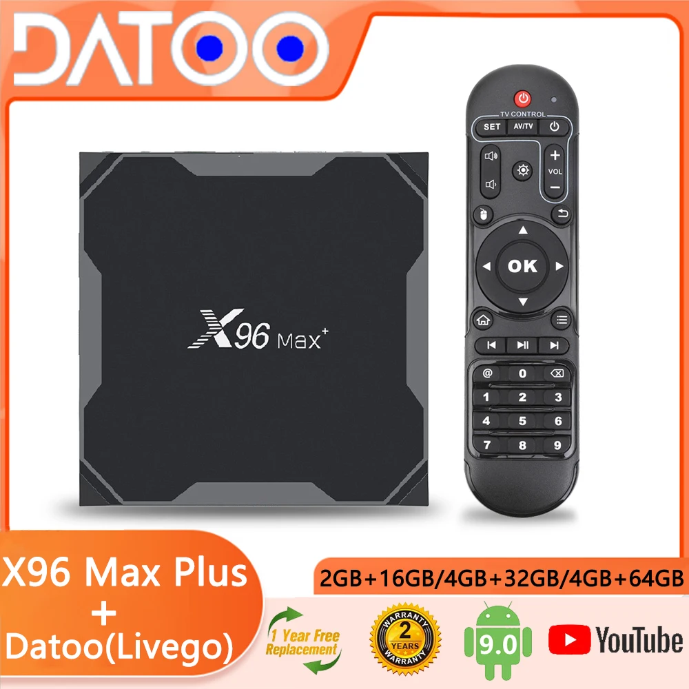 ТВ-приставка X96 MAX Plus Datoo, Android, 4 + 64 ГБ, S905X3, 4 ядра, Wi-Fi
ТВ-приставка X96 MAX Plus Datoo, Android, 4 + 64 ГБ, S905X3, 4 ядра, Wi-Fi