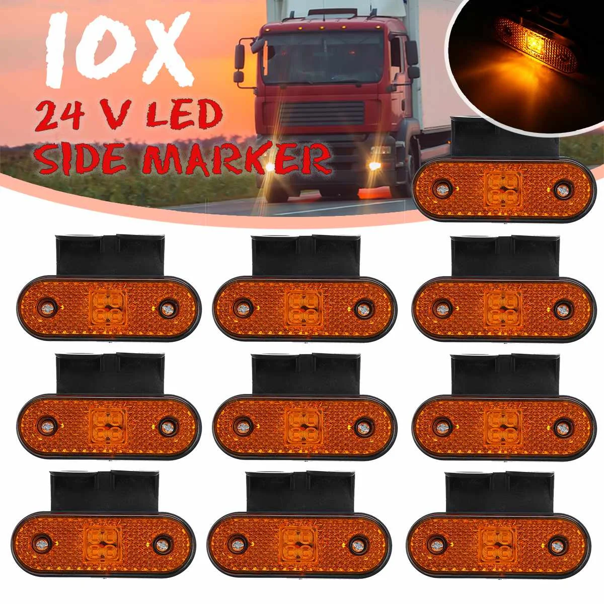 10PCS 24V LED Car Truck Side Marker Lights Turn Signal Lamp Rear Tail Light for Pickup Trailer Caravan Bus Boat RV Lorry
10PCS 24V LED Car Truck Side Marker Lights Turn Signal Lamp Rear Tail Light for Pickup Trailer Caravan Bus Boat RV Lorry