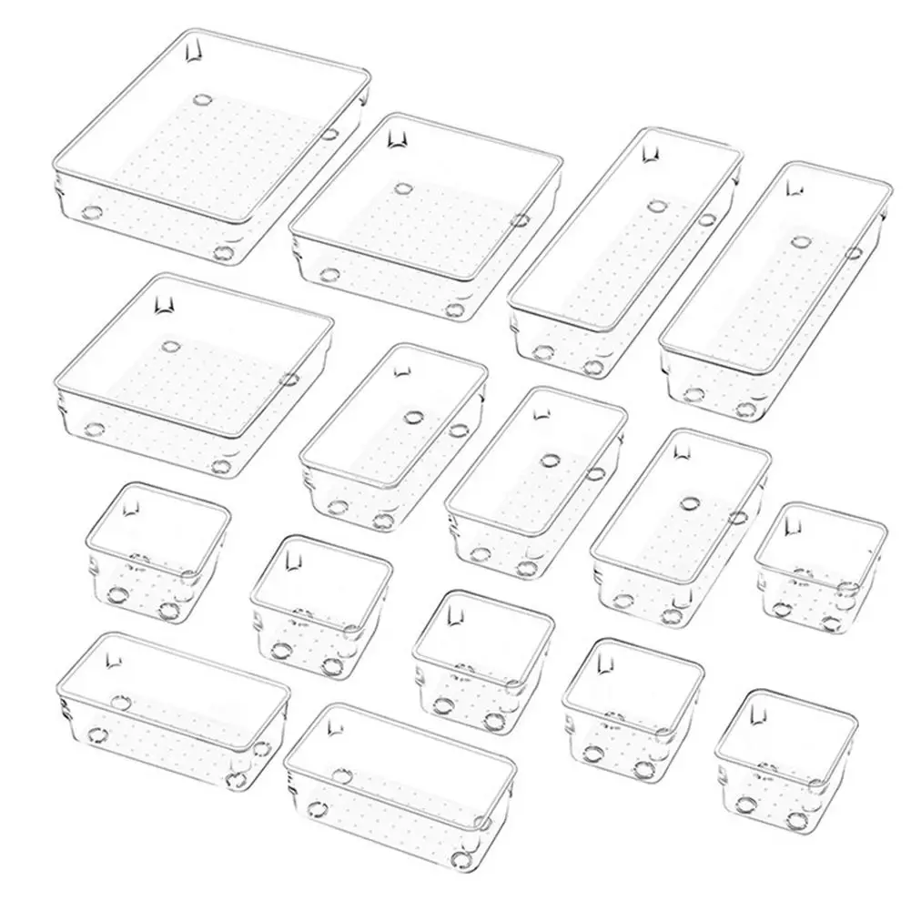 16PC Clear Drawer Organizer Transparent Drawer Divider Storage Box Bins Case for Utensil Cosmetic Groceries Kitchen Tableware
16PC Clear Drawer Organizer Transparent Drawer Divider Storage Box Bins Case for Utensil Cosmetic Groceries Kitchen Tableware