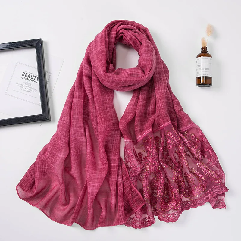 Tie Dyed Cotton Monochrome Women Scarf Lace Splicing Fashion Muslim Head Scarf Scarf Freeshipping
Tie Dyed Cotton Monochrome Women Scarf Lace Splicing Fashion Muslim Head Scarf Scarf Freeshipping