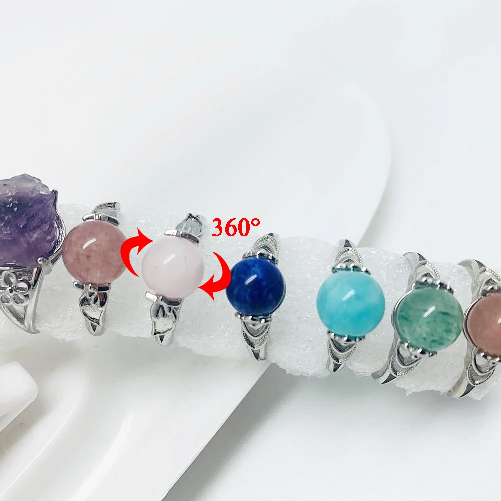 Funky Rotatable Natural Stone Open Rings for Women Amethysts Agates Pink Quartz Wedding Rings Adjustable Jewelry Gift Wholesale
Funky Rotatable Natural Stone Open Rings for Women Amethysts Agates Pink Quartz Wedding Rings Adjustable Jewelry Gift Wholesale