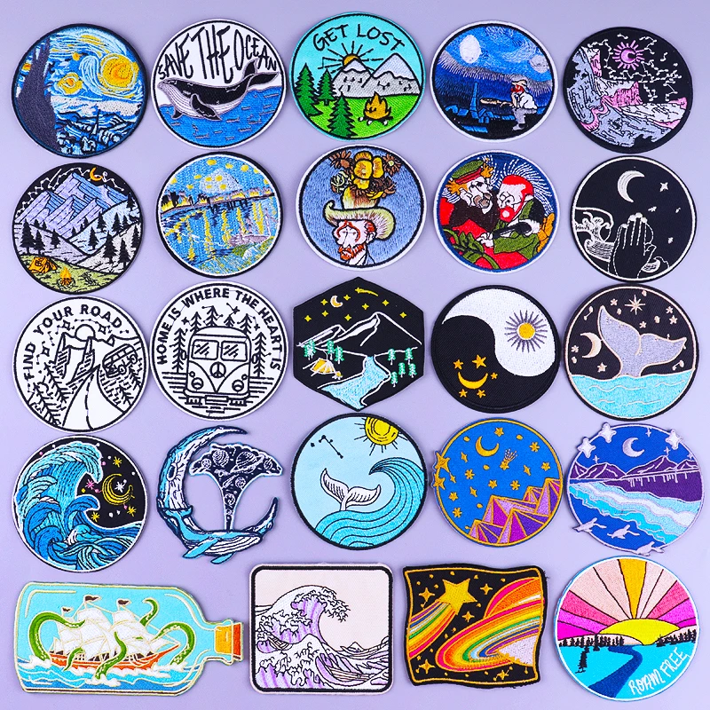 Embroidery Patches for Clothing Mountain Iron On Patches DIY Applique Clothes Stickers Van Gogh Star Night Camping Wave Stripes
Embroidery Patches for Clothing Mountain Iron On Patches DIY Applique Clothes Stickers Van Gogh Star Night Camping Wave Stripes