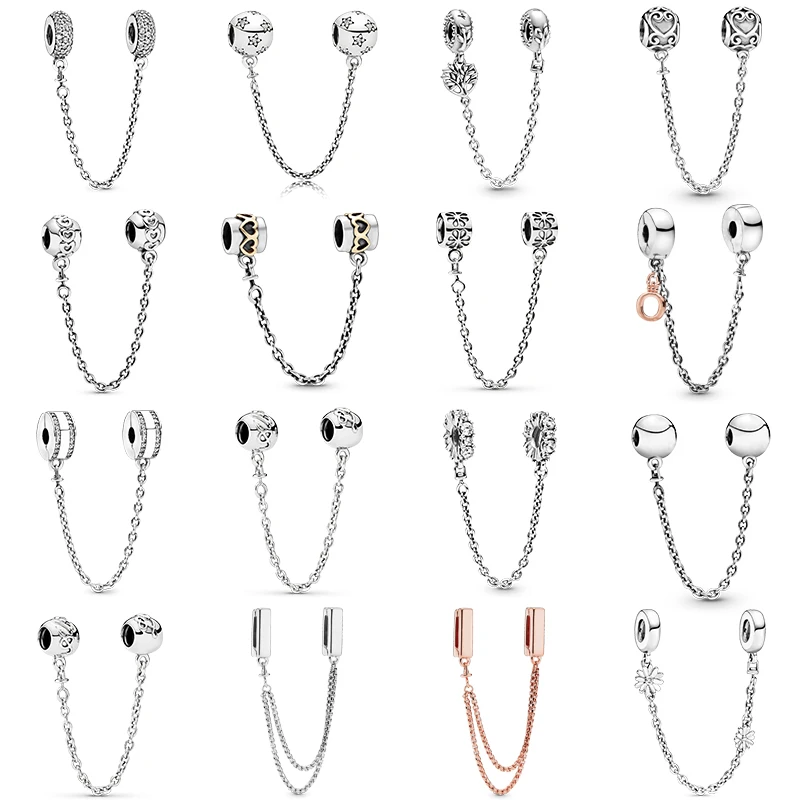 925 Sterling Silver Safety Chain Charm Beads Fit Original pan Bracelet DIY Fixing Clip Heart Star Jewelry Gift For Women
925 Sterling Silver Safety Chain Charm Beads Fit Original pan Bracelet DIY Fixing Clip Heart Star Jewelry Gift For Women