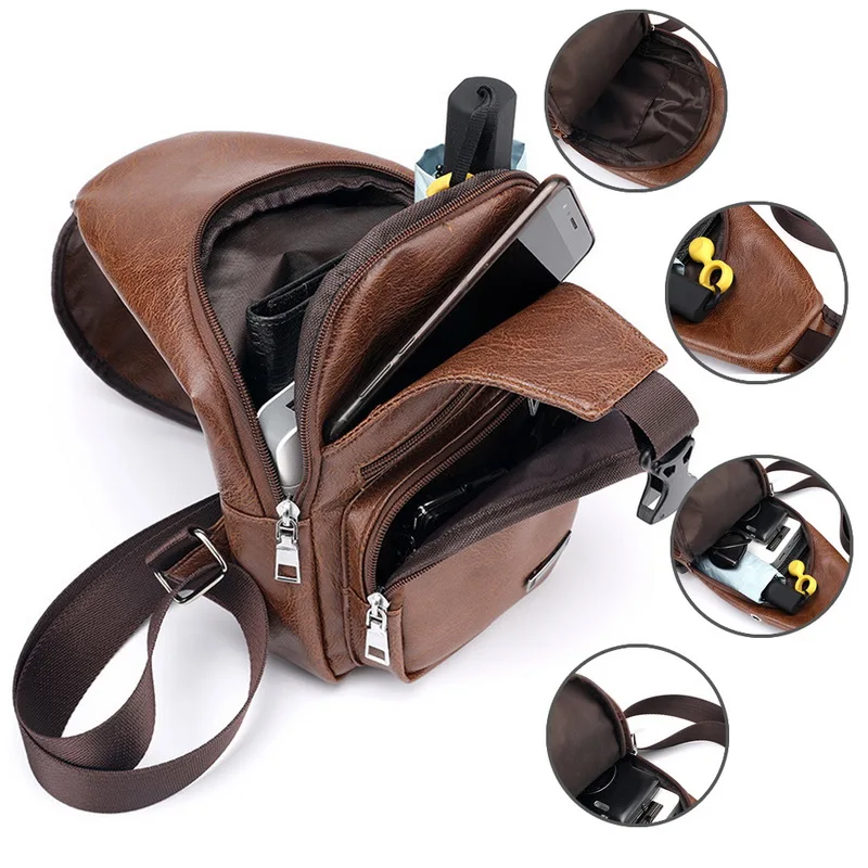 2021 Men's USB Charging Bag Men's Chest Bag For Custom PU PVC Shoulder Bag Diagonal Package Messenger Travel Bag Cross Body Bags
2021 Men's USB Charging Bag Men's Chest Bag For Custom PU PVC Shoulder Bag Diagonal Package Messenger Travel Bag Cross Body Bags