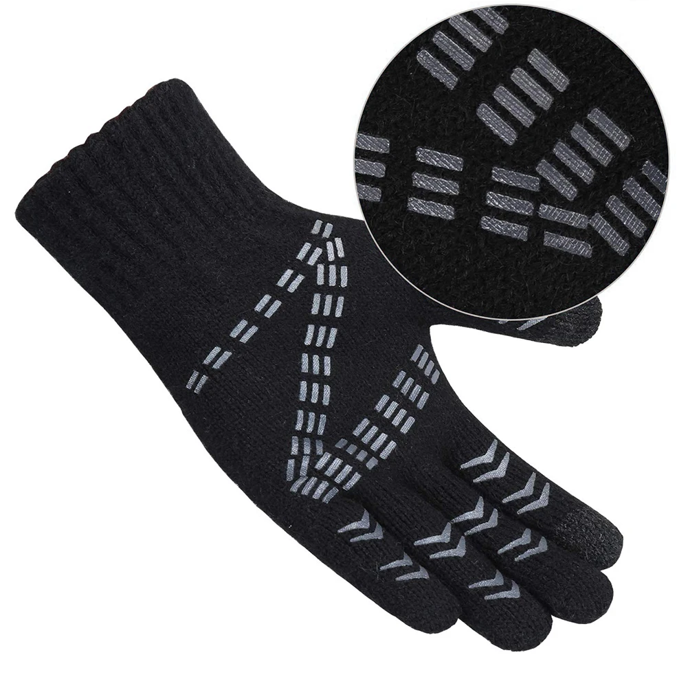 Winter Warm Gloves Thermal Soft Wool Knit Acrylic Velvet Non Slip Touch Screen Black for Adults Cycling
Winter Warm Gloves Thermal Soft Wool Knit Acrylic Velvet Non Slip Touch Screen Black for Adults Cycling