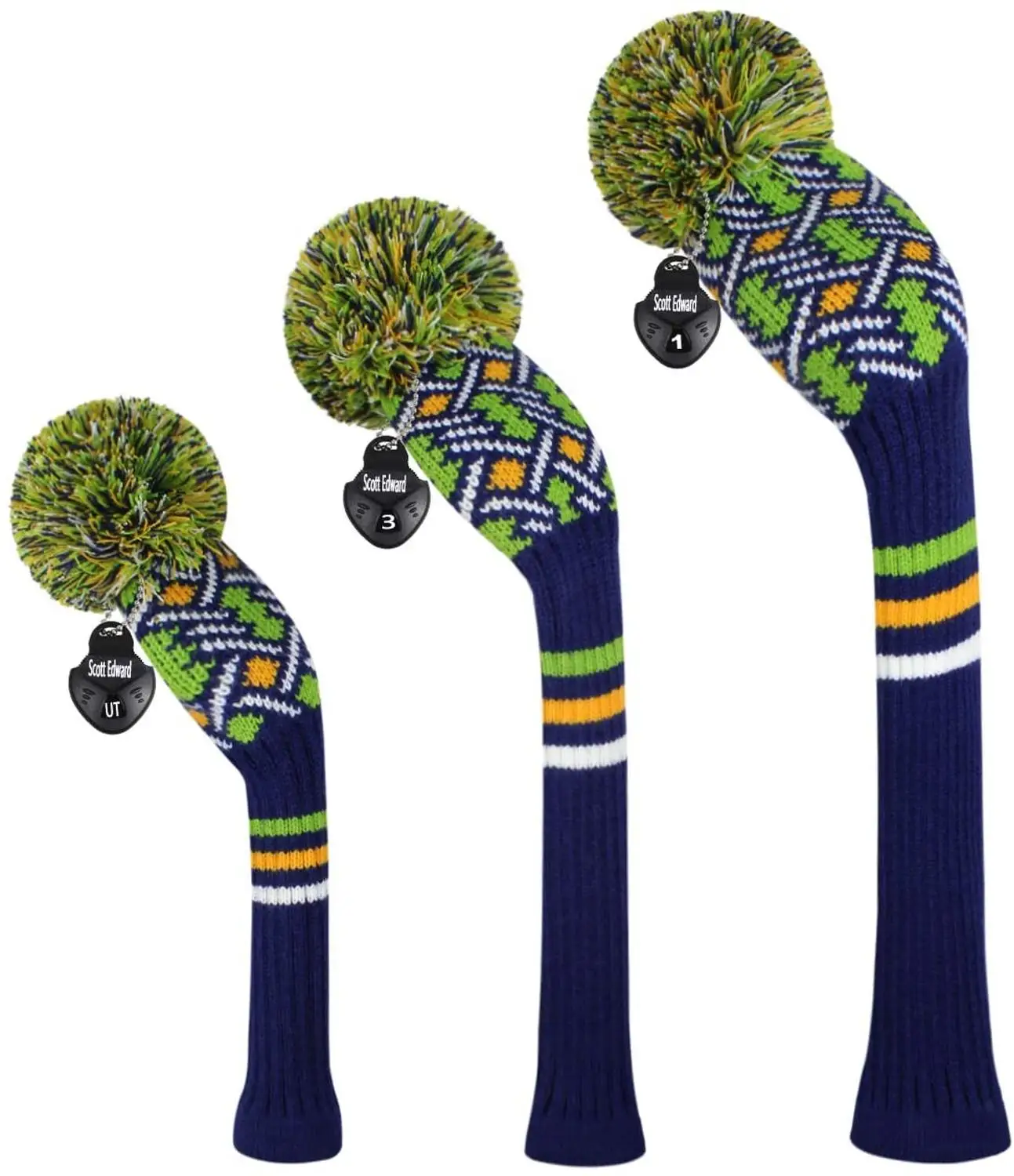 Golf Headcover Set,Four Colors Twill Personalized Pattern Knit Golf Club Protector for Driver Fairway Hybrid,Decorate Bags
Golf Headcover Set,Four Colors Twill Personalized Pattern Knit Golf Club Protector for Driver Fairway Hybrid,Decorate Bags