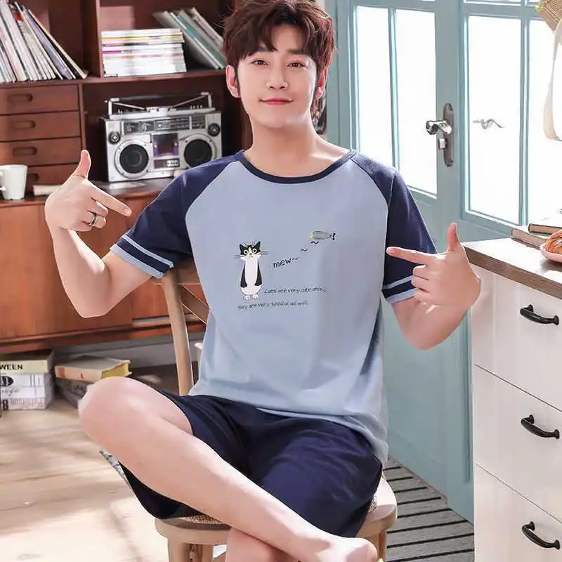 Pajama Sets Men Summer Short Sleeve Tops Shorts Summer Cotton Pajamas Home Suit Mens Sleepwear Loose Nightwear 2pcs/se
Pajama Sets Men Summer Short Sleeve Tops Shorts Summer Cotton Pajamas Home Suit Mens Sleepwear Loose Nightwear 2pcs/se