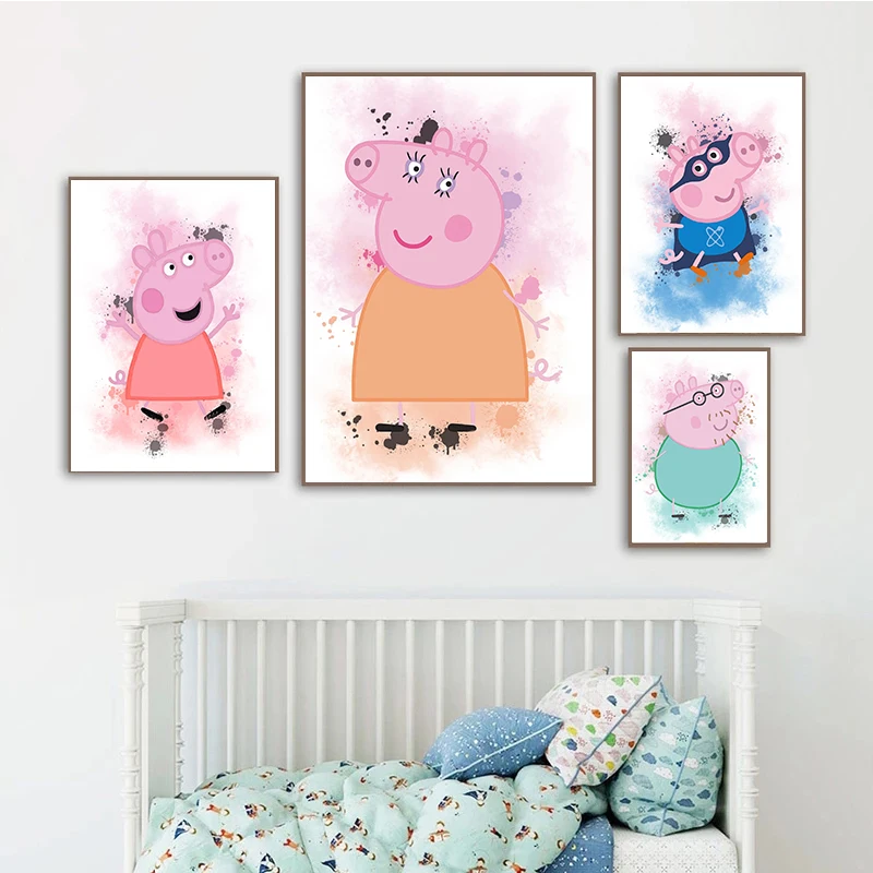 Watercolor Peppa Pig Cartoon Nursery Canvas Posters Wall Art Baby Bedroom Home Decor Painting Picture Gift Cuadros
Watercolor Peppa Pig Cartoon Nursery Canvas Posters Wall Art Baby Bedroom Home Decor Painting Picture Gift Cuadros