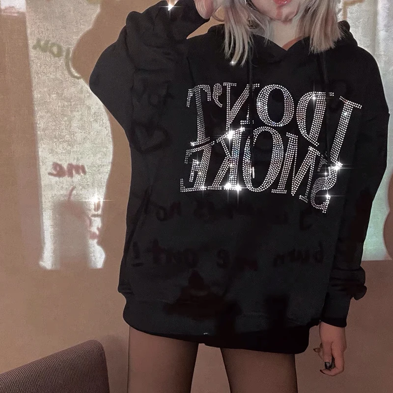 Новинка осени 2021, модная повседневная женская толстовка, свободная стильная толстовка, пуловер с капюшоном и черными надписями Стразы
Новинка осени 2021, модная повседневная женская толстовка, свободная стильная толстовка, пуловер с капюшоном и черными надписями Стразы