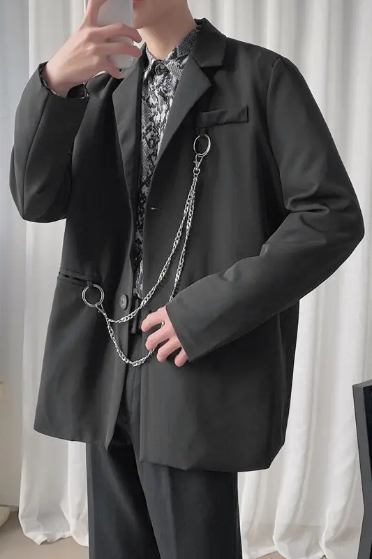 2020 Spring And Autumn New Youth Popular Personality Chain Decoration Suit Fashion Casual Loose Single-breasted Shirt M-XL
2020 Spring And Autumn New Youth Popular Personality Chain Decoration Suit Fashion Casual Loose Single-breasted Shirt M-XL