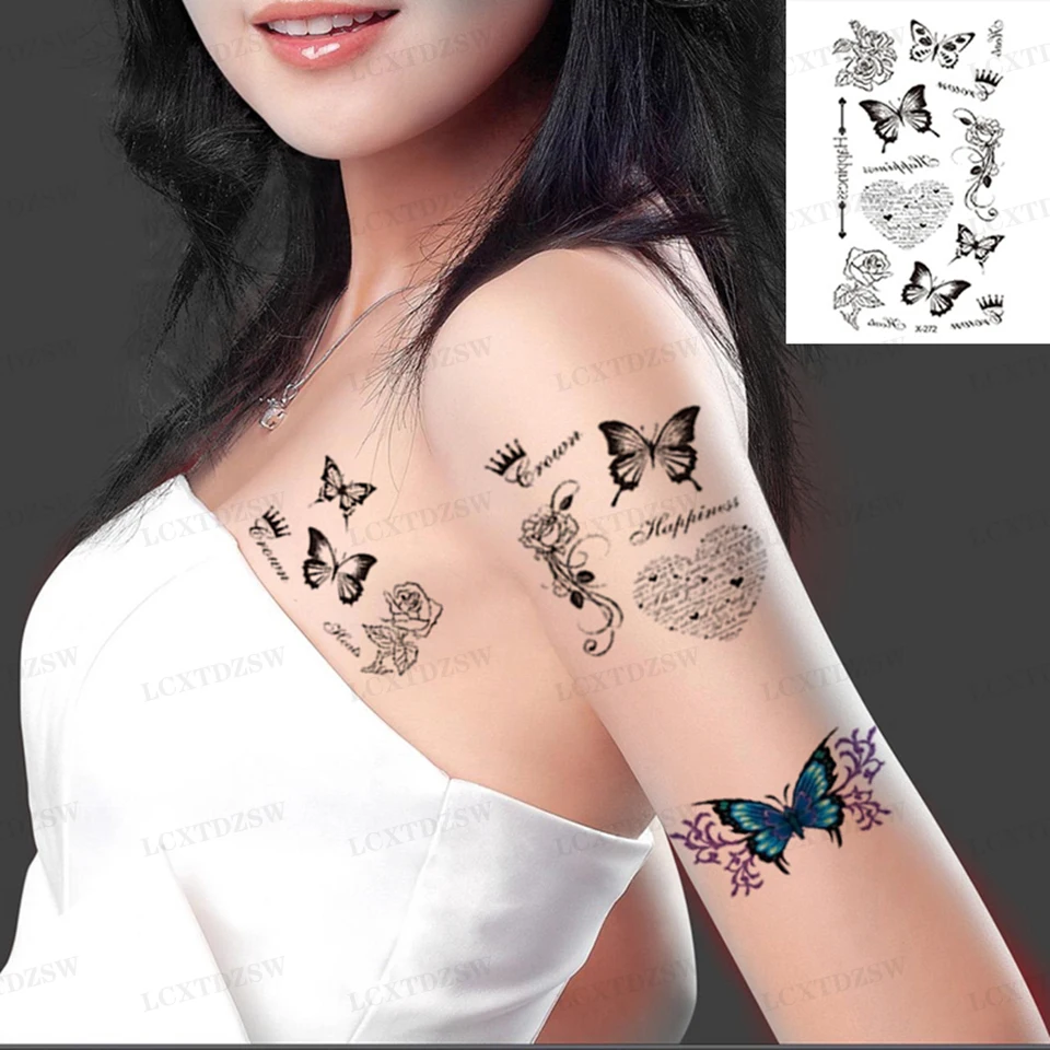 Temporary Small Tattoo Stickers, Black Butterfly And Flower False Tattoos, Waterproof And Durable, Male And Female Body Arm Art
Temporary Small Tattoo Stickers, Black Butterfly And Flower False Tattoos, Waterproof And Durable, Male And Female Body Arm Art